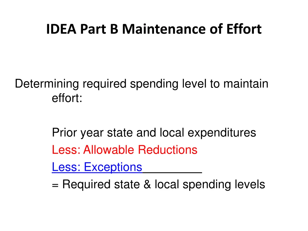 idea part b maintenance of effort 1