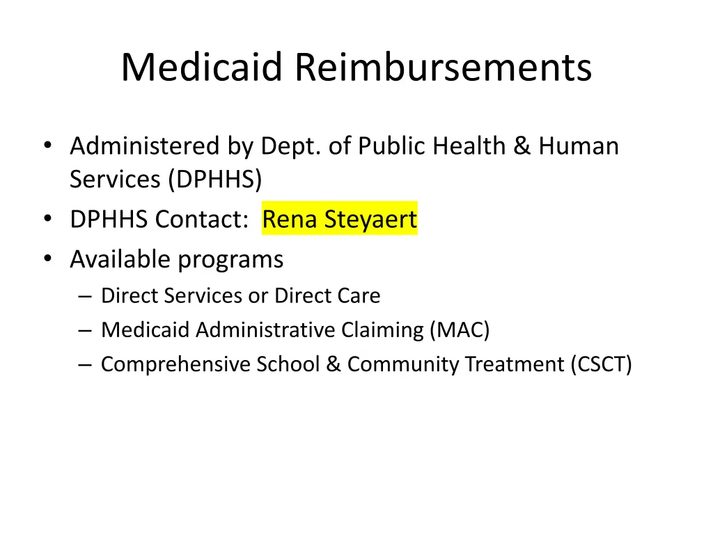 medicaid reimbursements