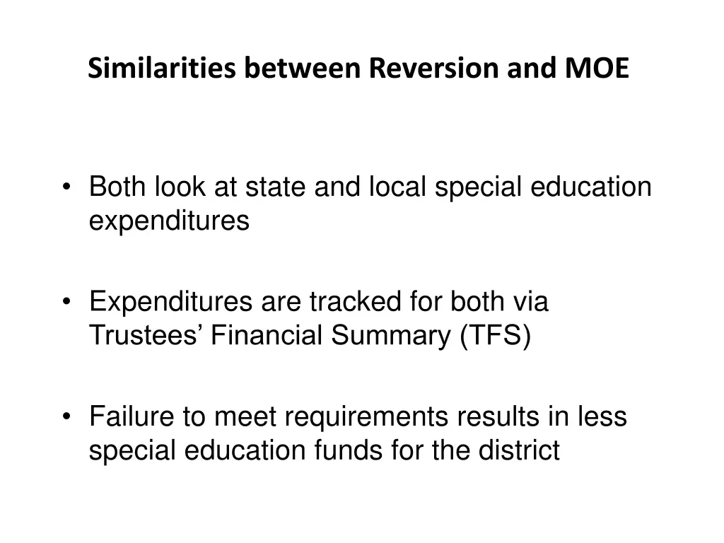similarities between reversion and moe