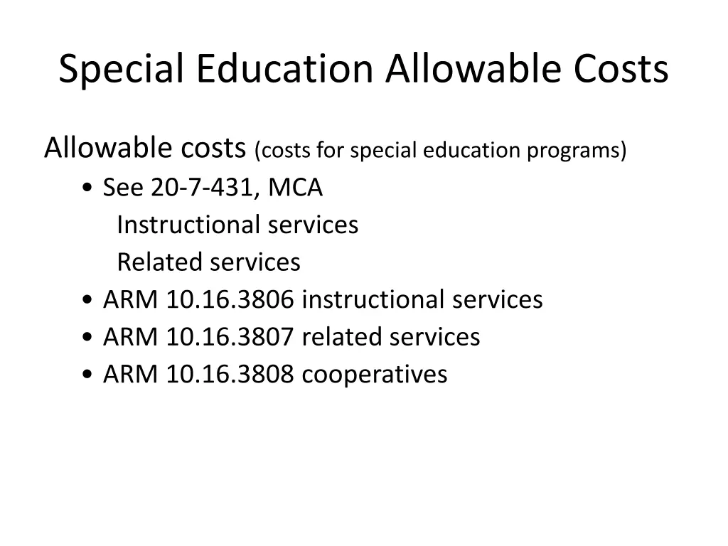 special education allowable costs 3