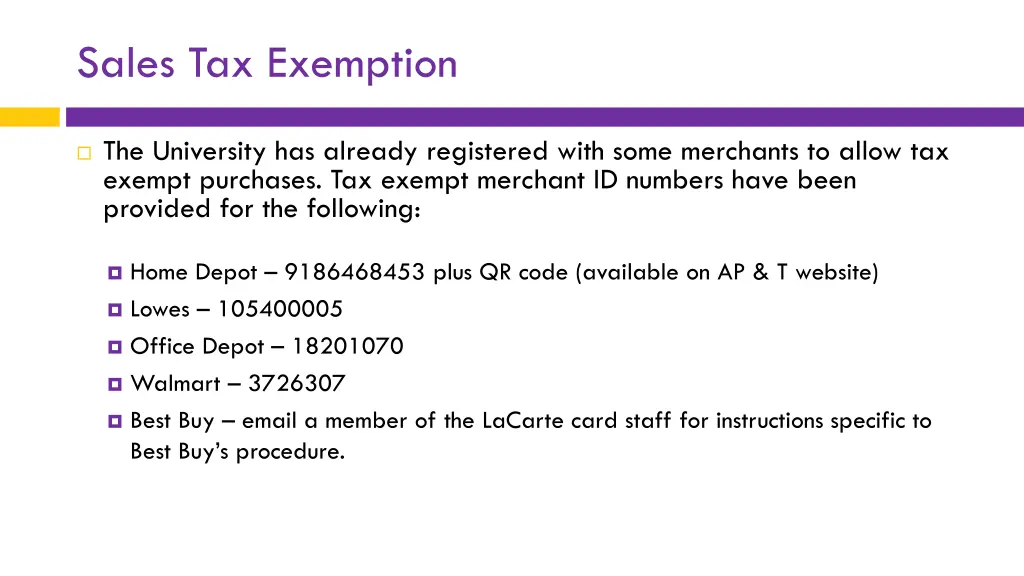 sales tax exemption continued