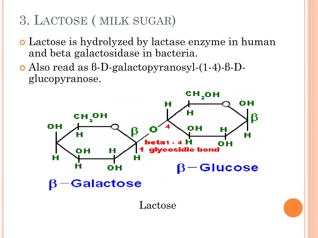 3 l actose milk sugar