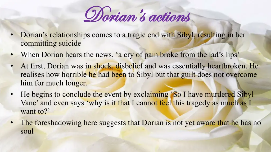 dorian s actions dorian s actions