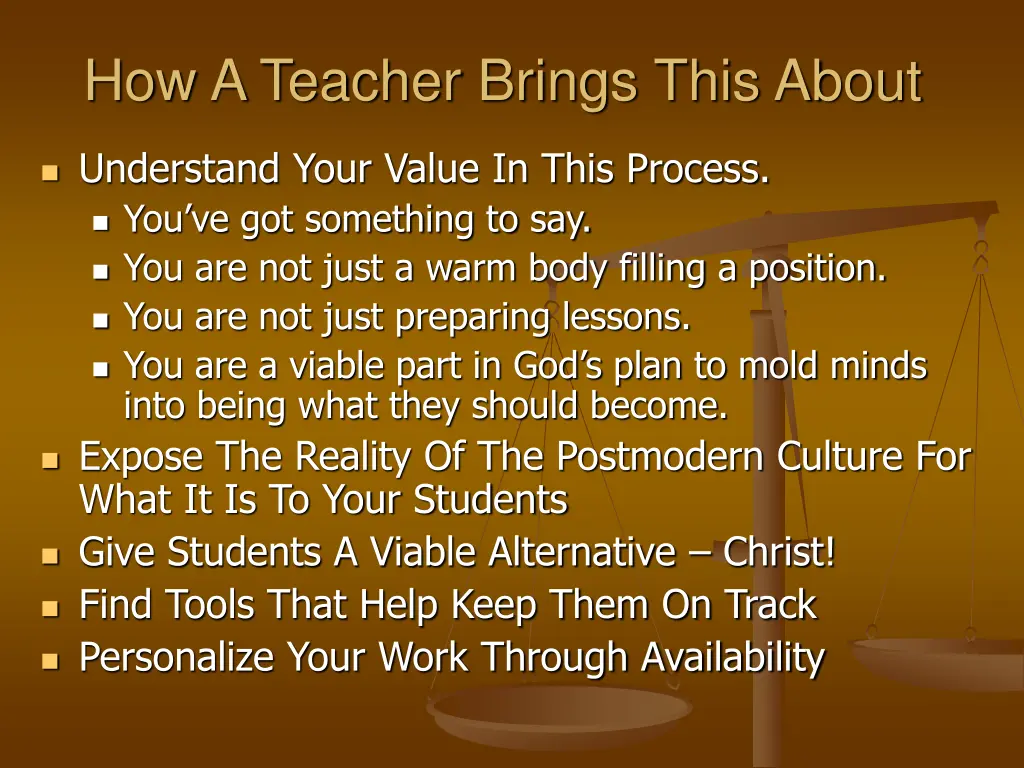 how a teacher brings this about