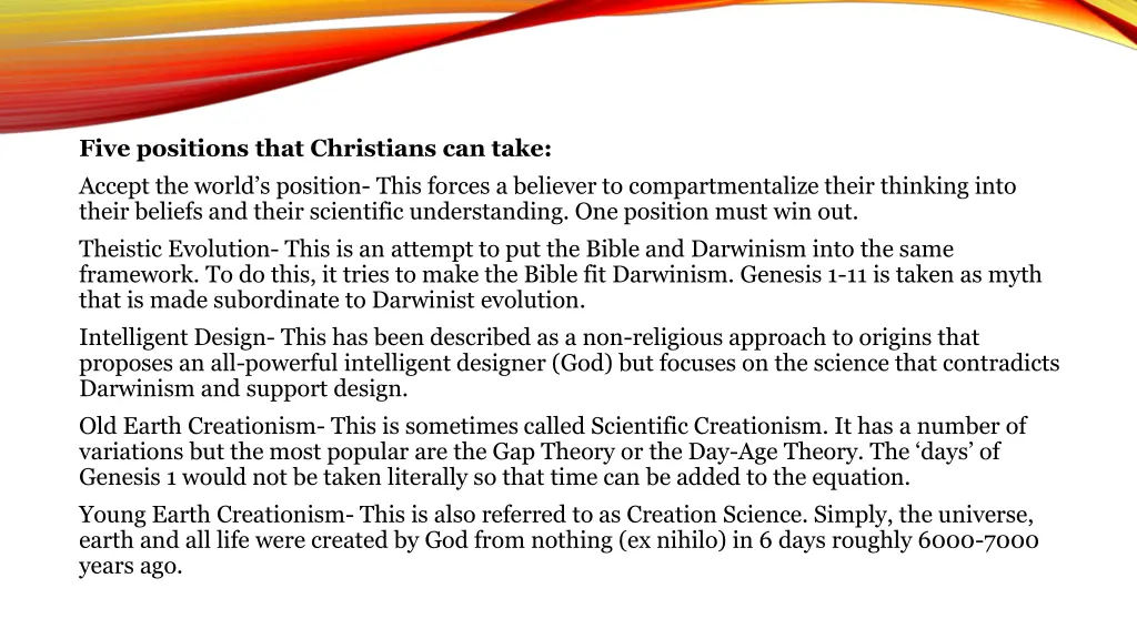 five positions that christians can take accept