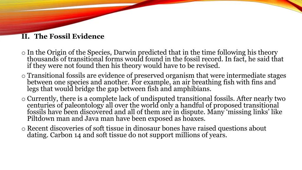 ii the fossil evidence