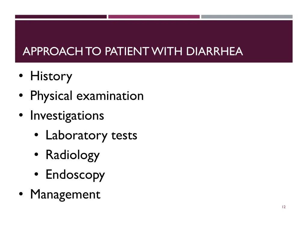 approach to patient with diarrhea