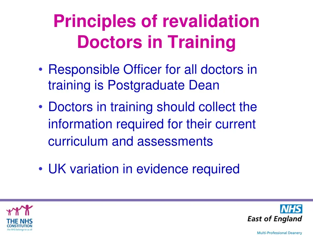 principles of revalidation doctors in training