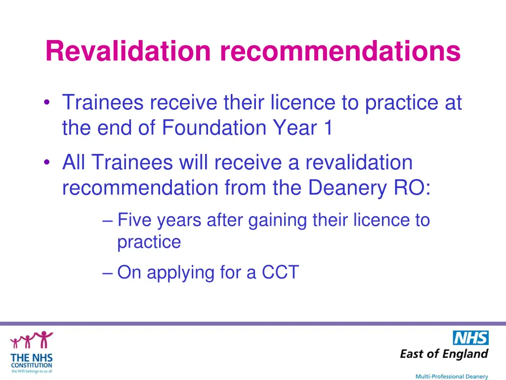 revalidation recommendations