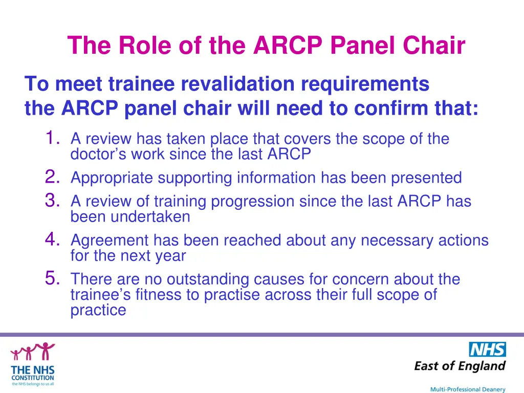 the role of the arcp panel chair