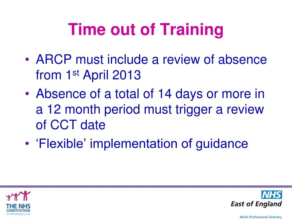 time out of training