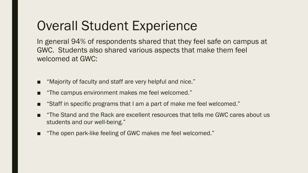 overall student experience in general