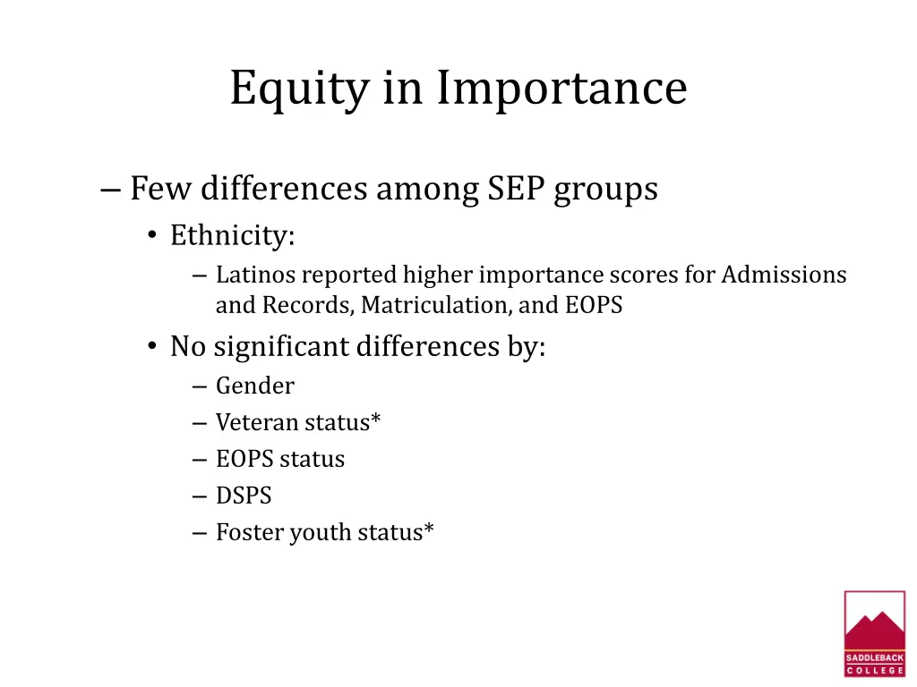 equity in importance
