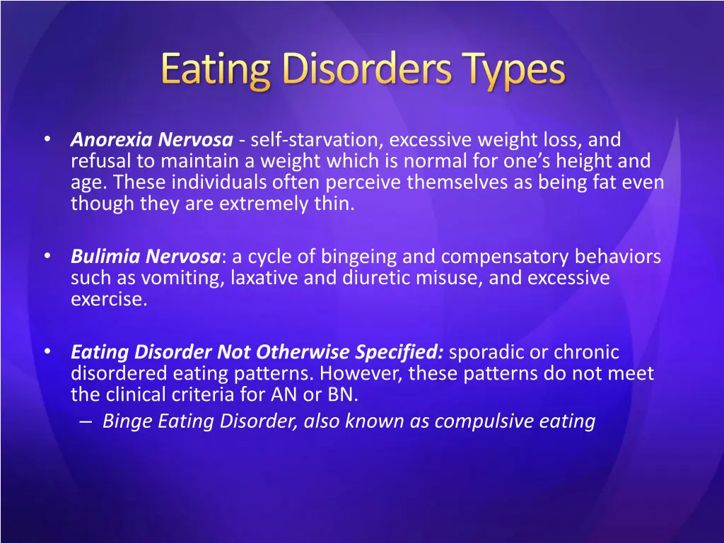 eating disorders types