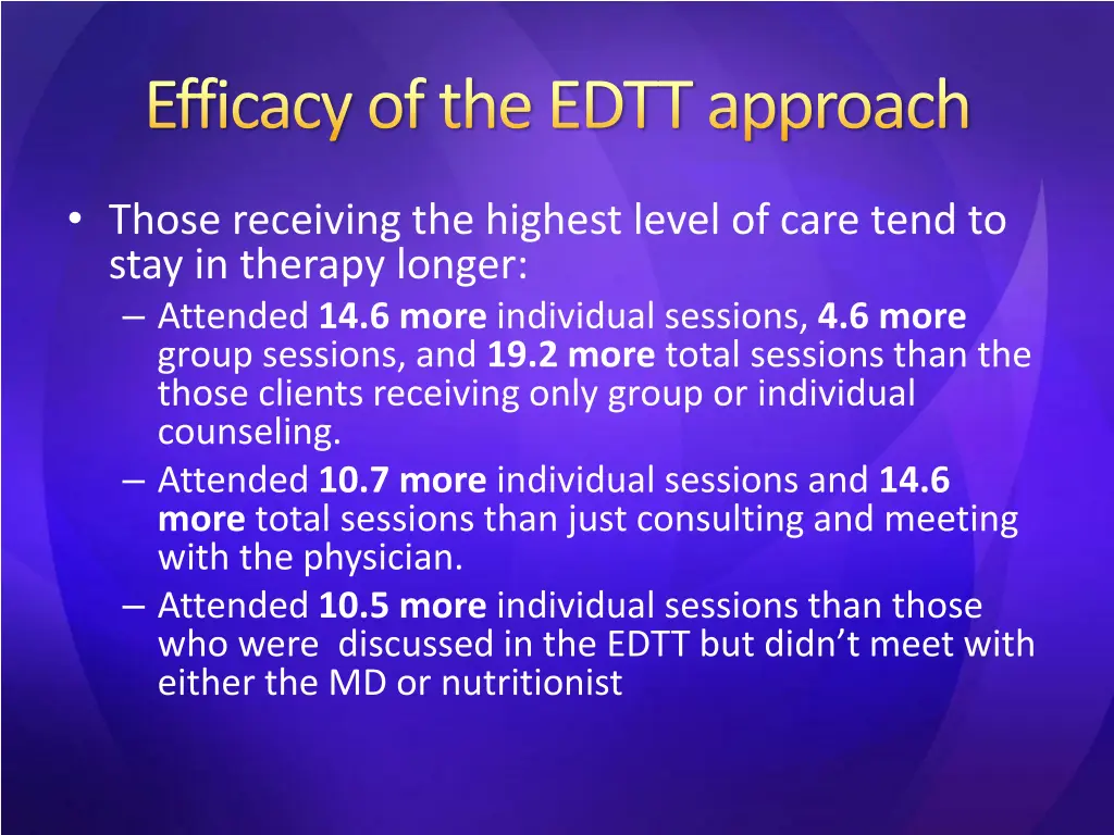 efficacy of the edtt approach