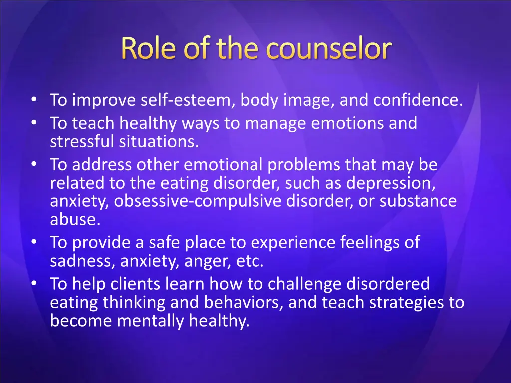 role of the counselor