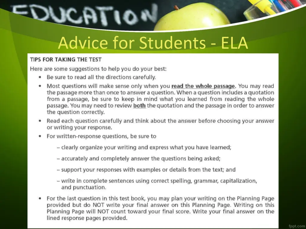 advice for students ela