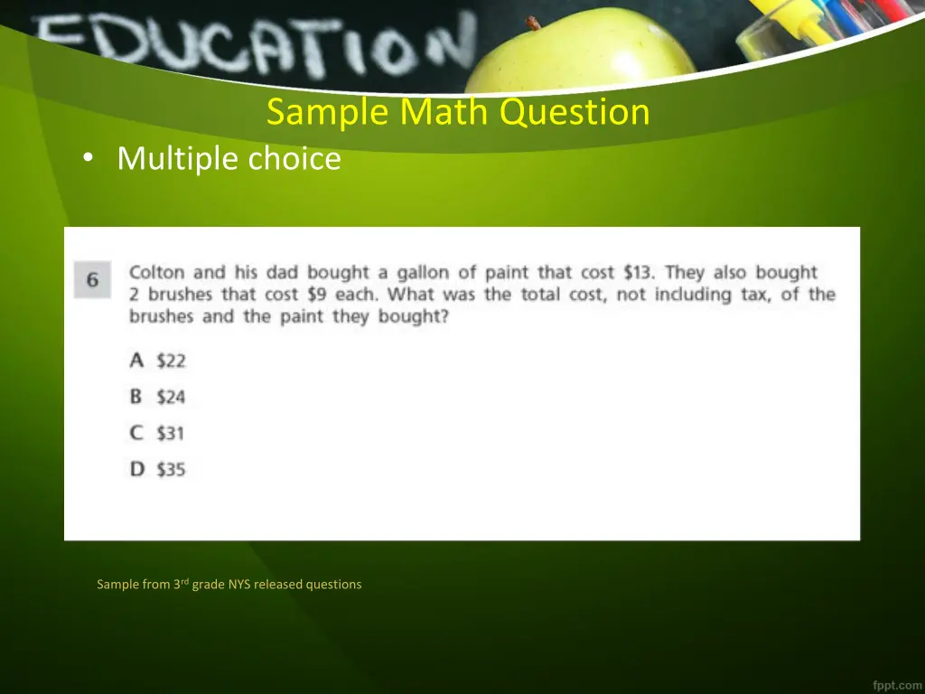 sample math question multiple choice