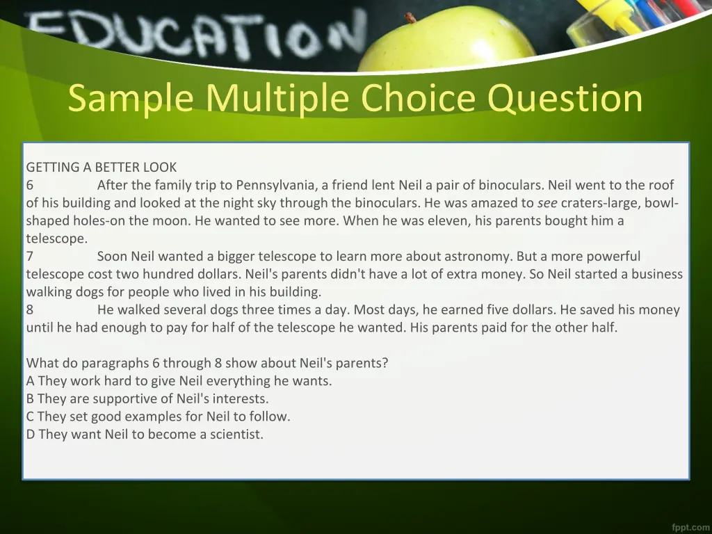 sample multiple choice question