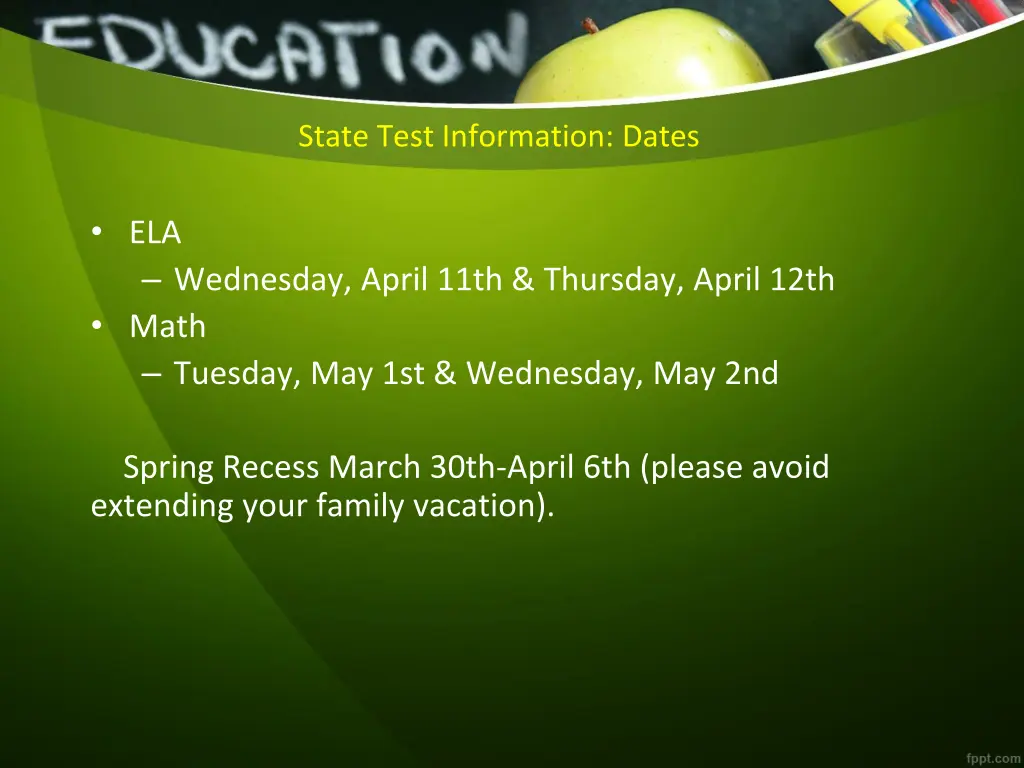 state test information dates