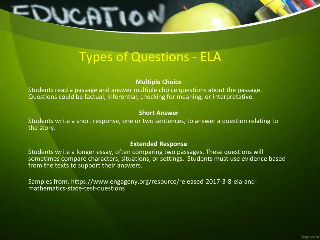 types of questions ela