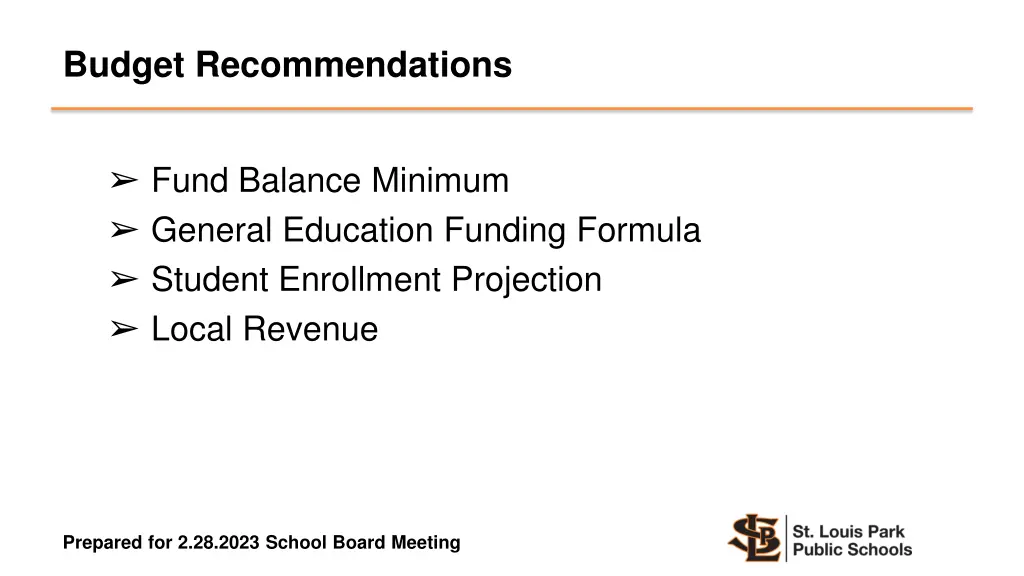 budget recommendations