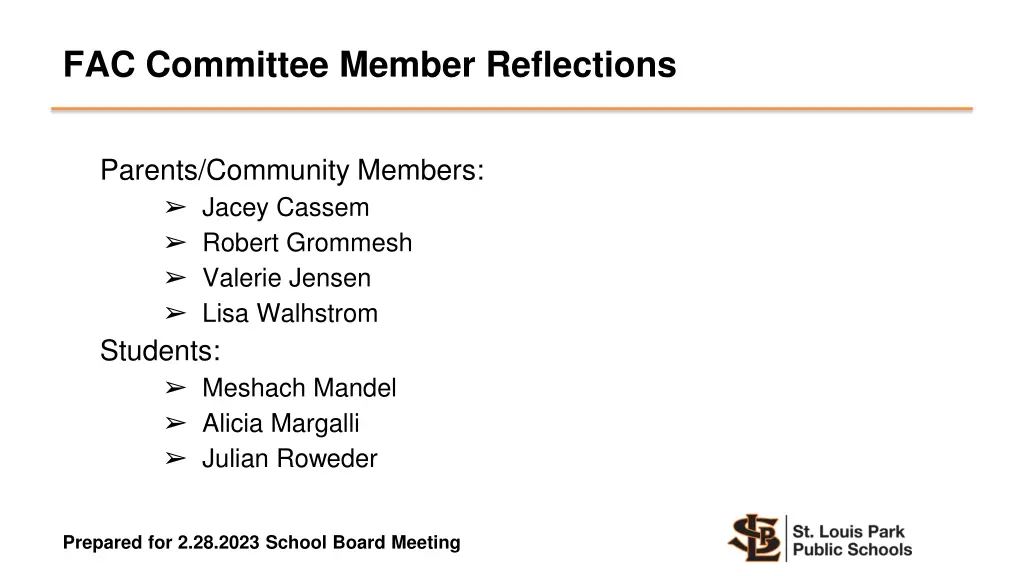 fac committee member reflections