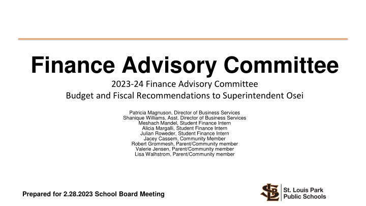 finance advisory committee 2023 24 finance