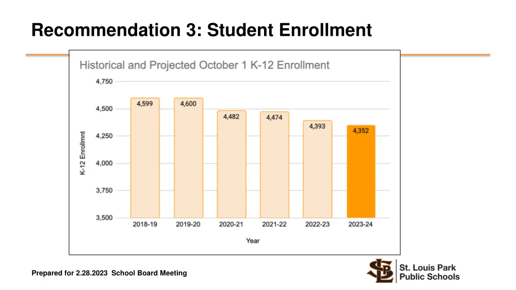 recommendation 3 student enrollment