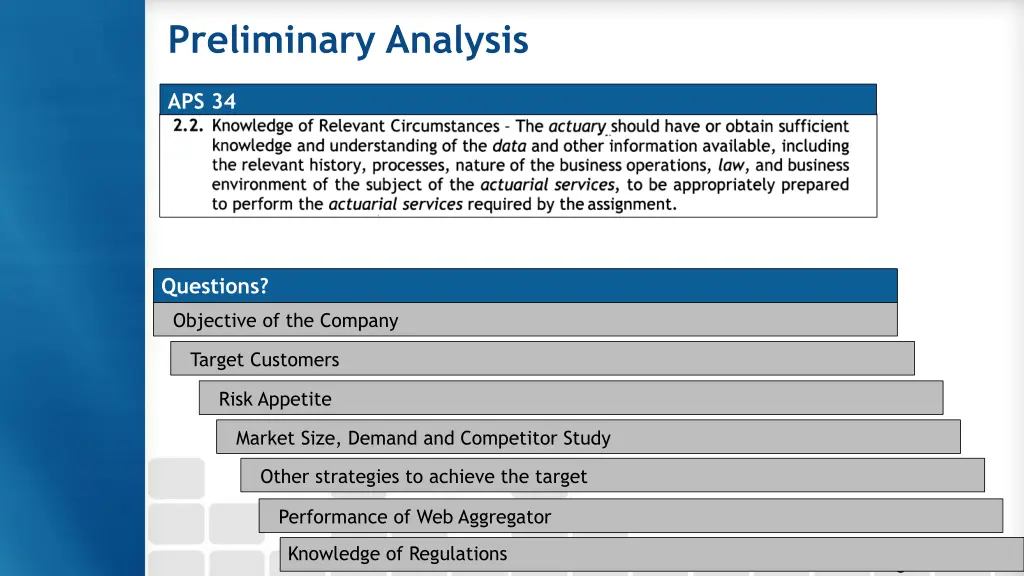 preliminary analysis