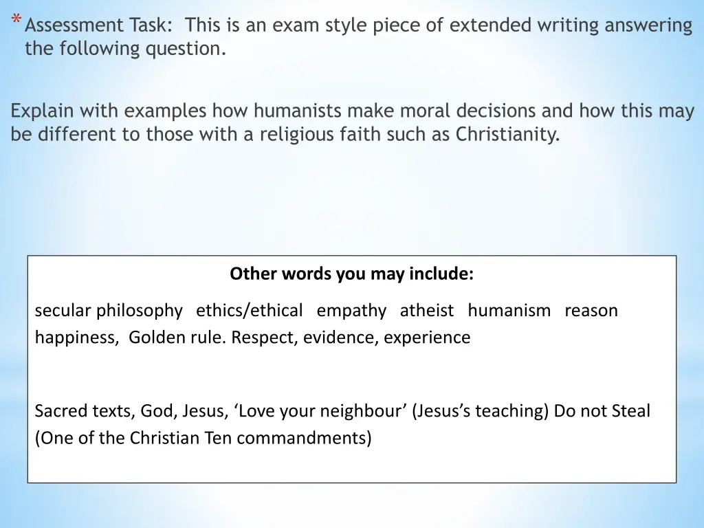 assessment task this is an exam style piece