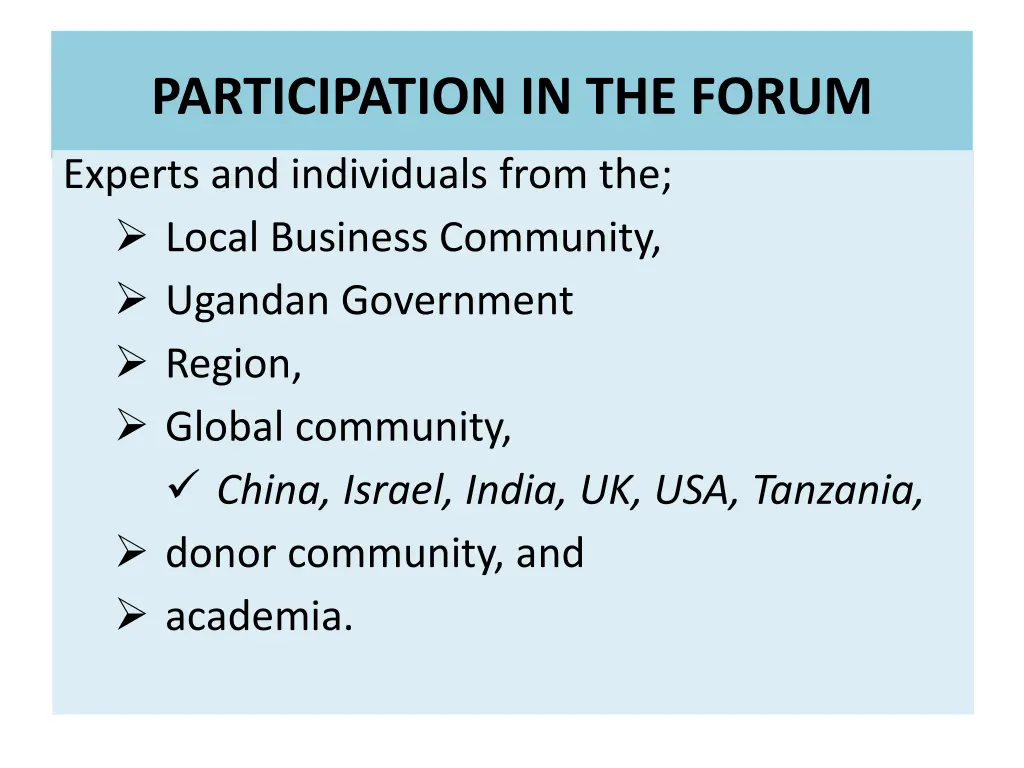 participation in the forum