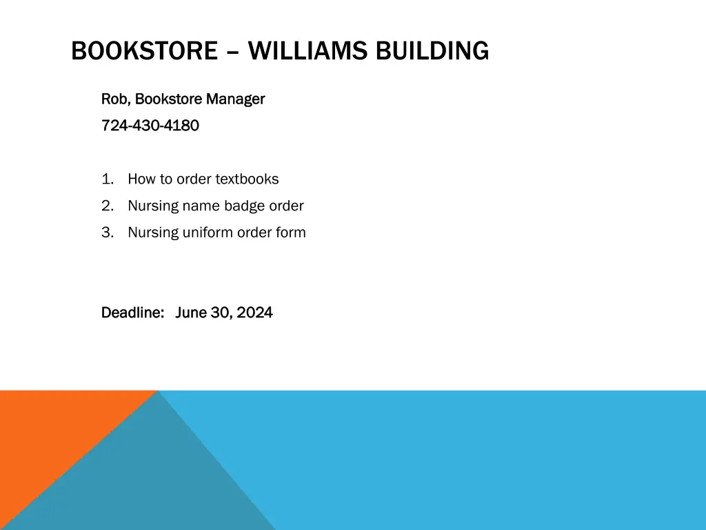 bookstore williams building