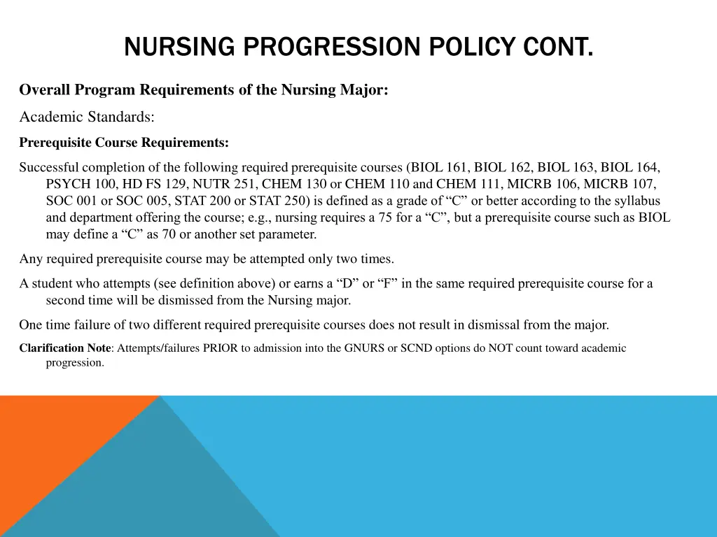 nursing progression policy cont
