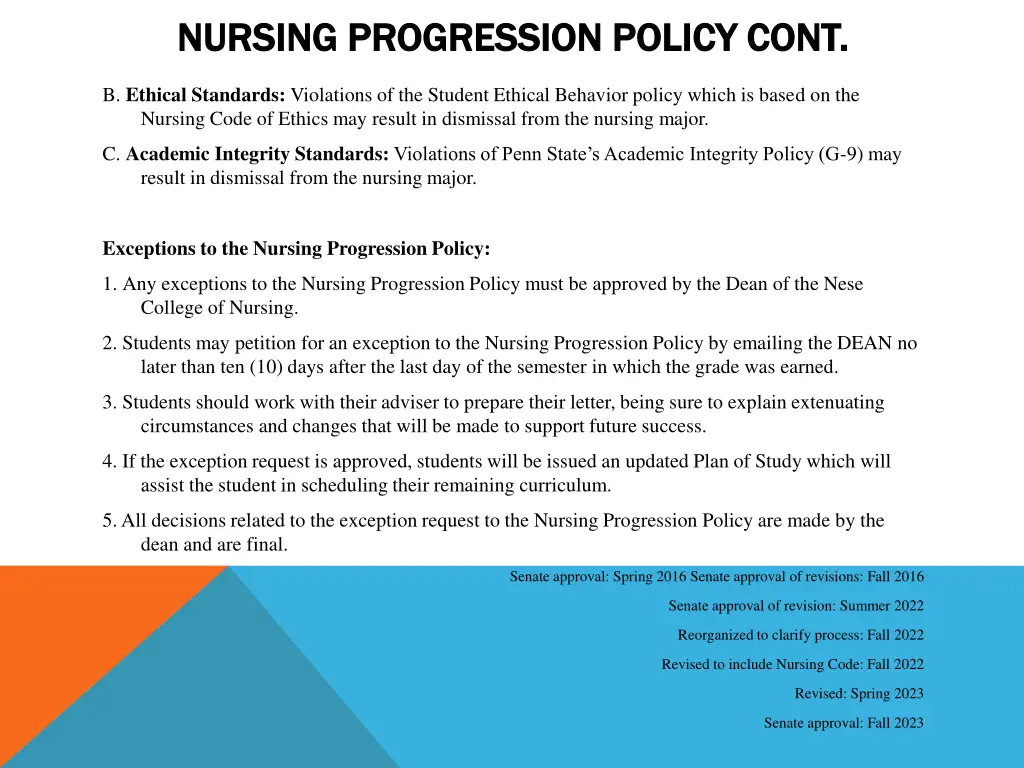nursing progression policy cont nursing 1