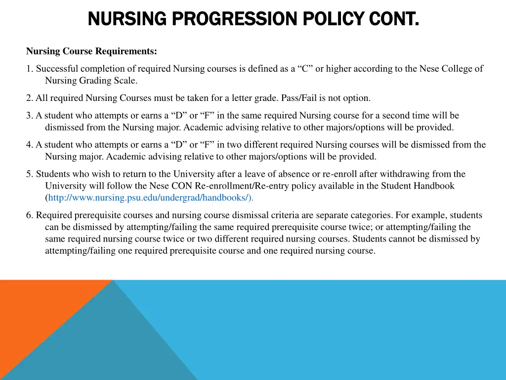 nursing progression policy cont nursing
