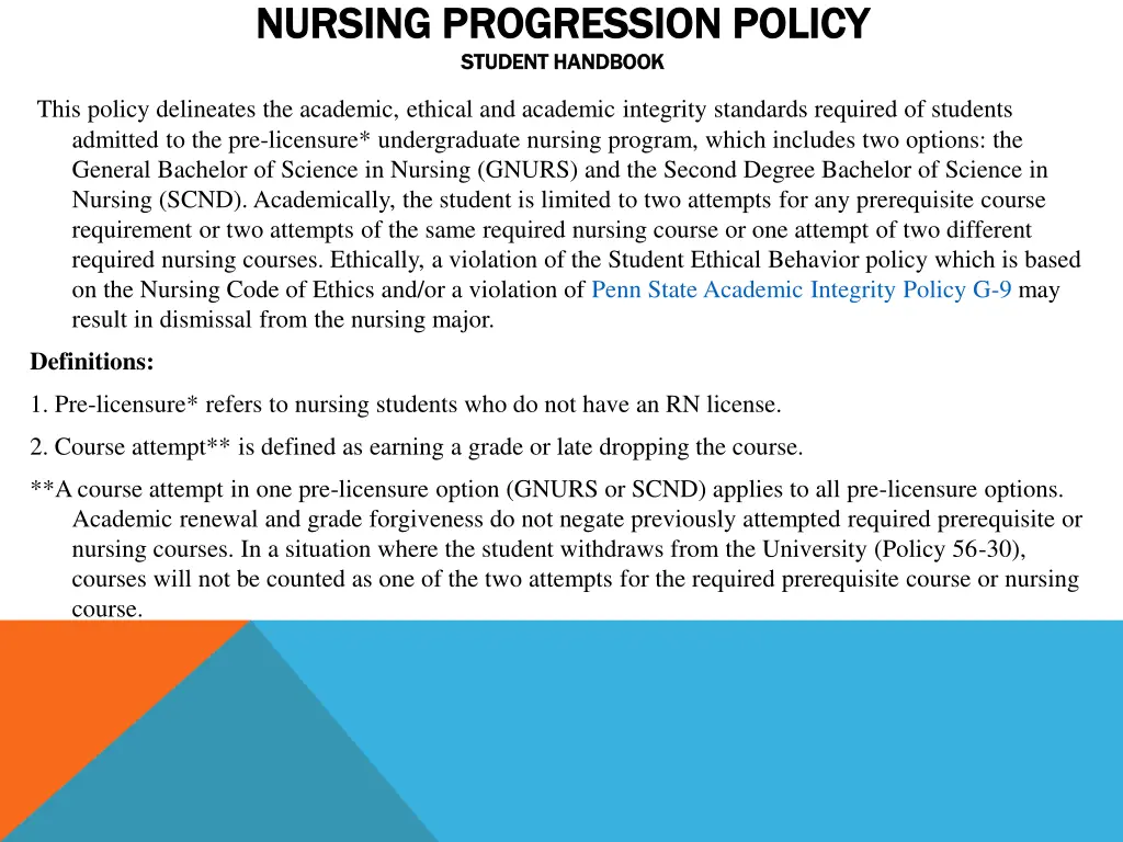nursing progression policy nursing progression
