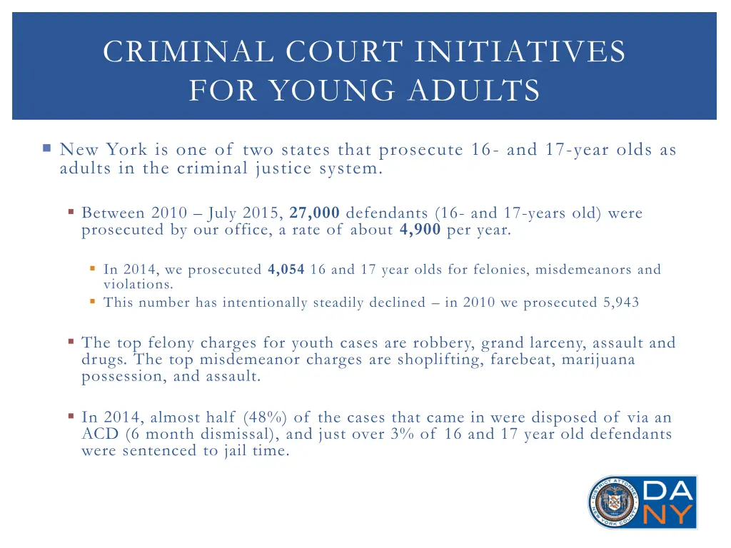 criminal court initiatives for young adults