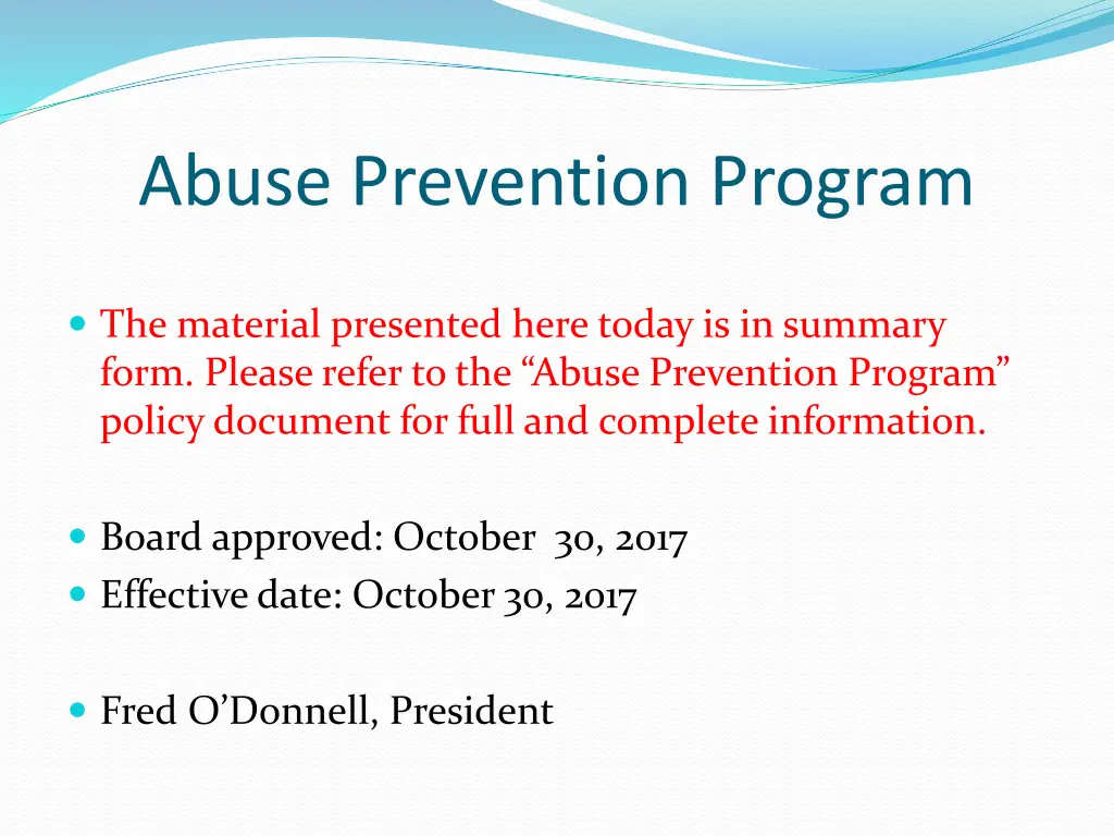 abuse prevention program