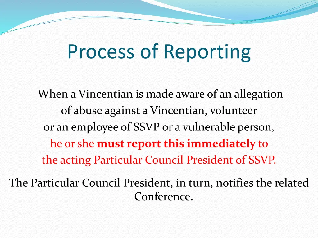 process of reporting