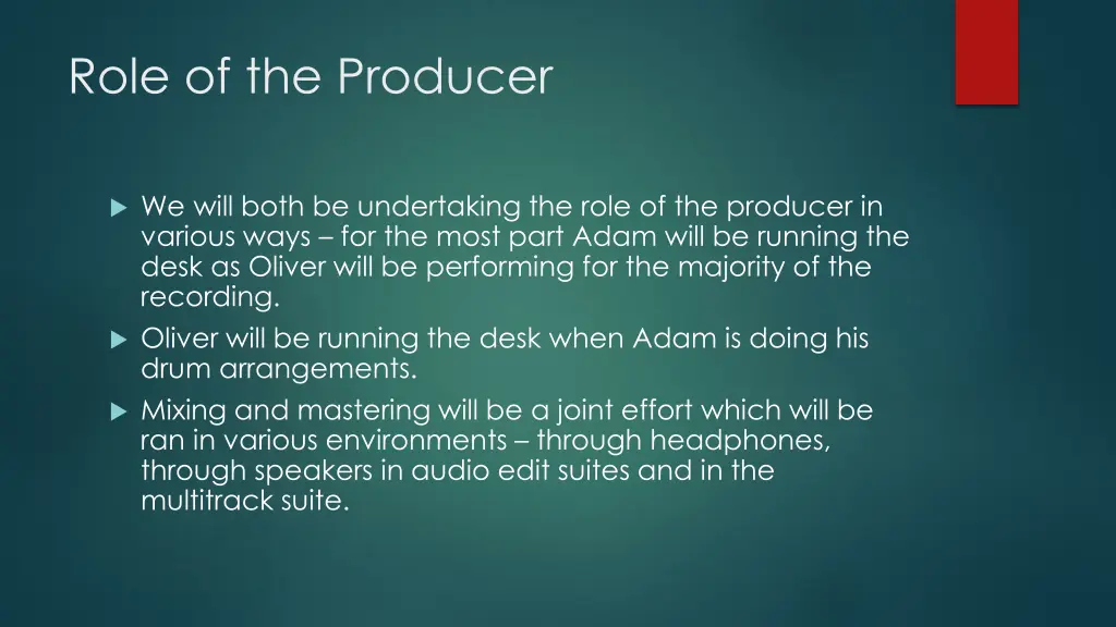 role of the producer