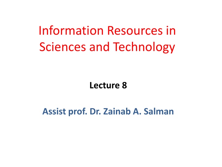 information resources in sciences and technology