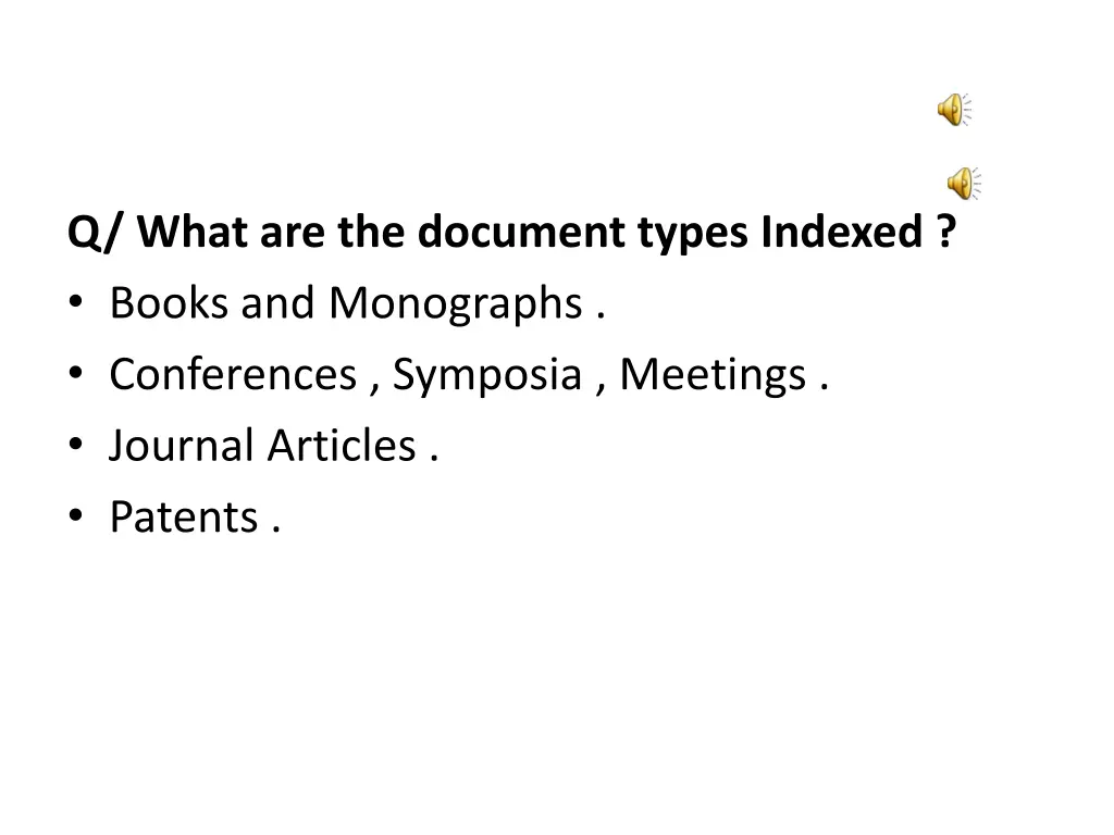 q what are the document types indexed books