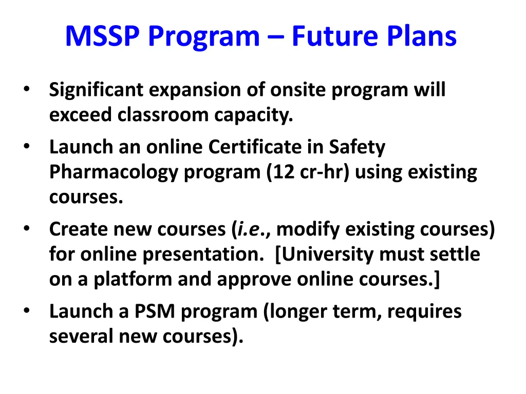 mssp program future plans