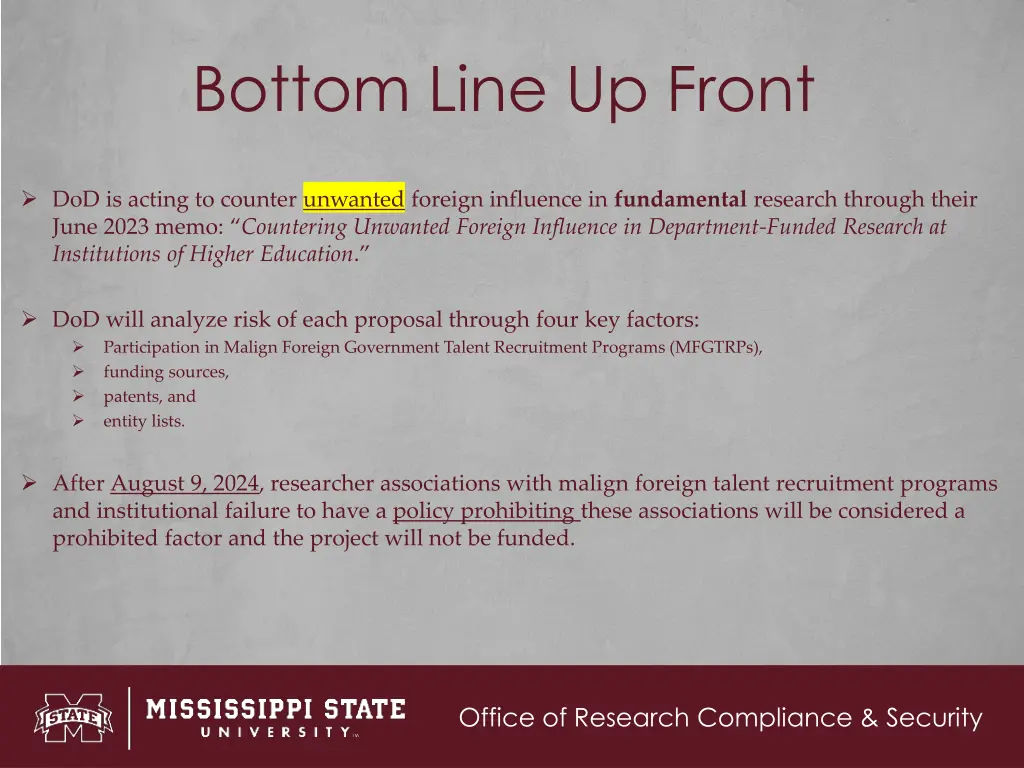 bottom line up front