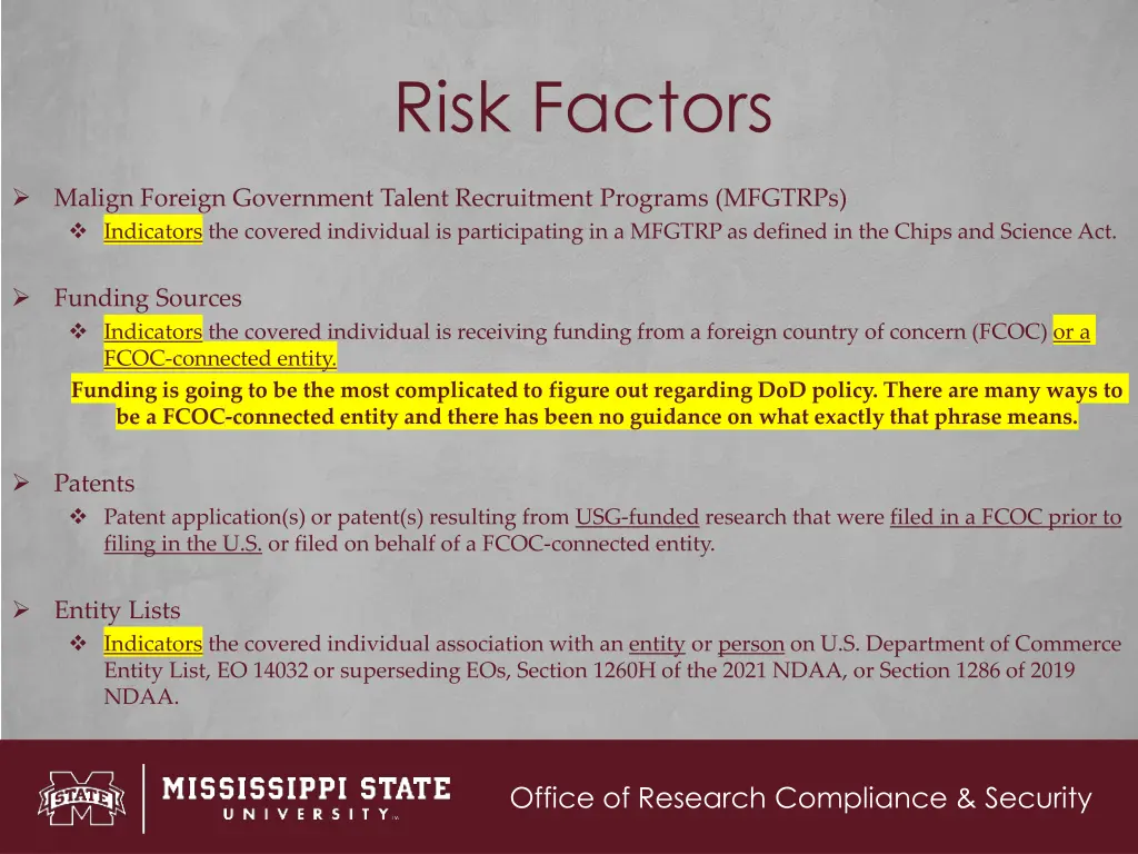 risk factors
