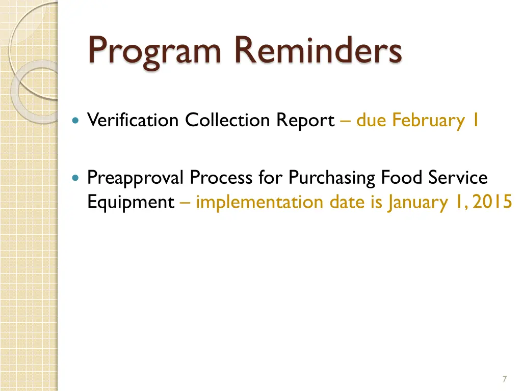 program reminders