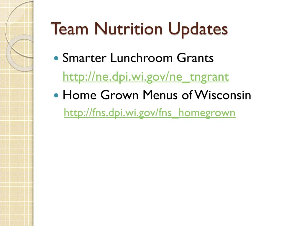 team nutrition updates
