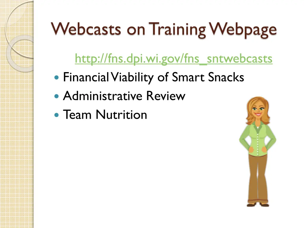webcasts on training webpage