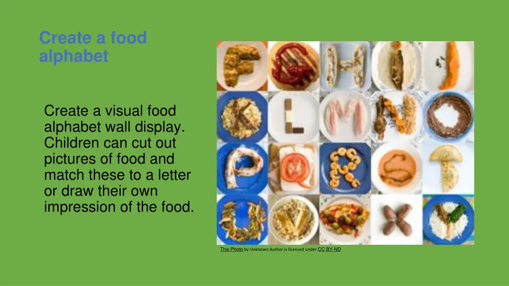 create a food alphabet